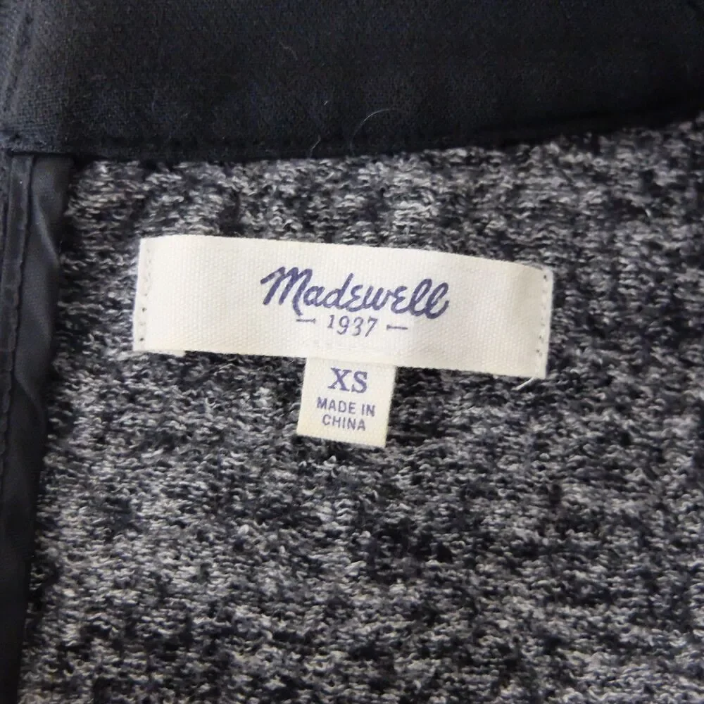Madewell Black/Gray Wool Blend Back Zip Sweater Size XS